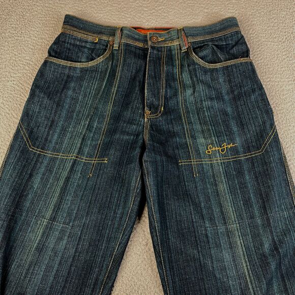 Sean John Jeans Men 34x33  Blue Denim Carpenter Utility Straight Leg Streetwear - Picture 3 of 12